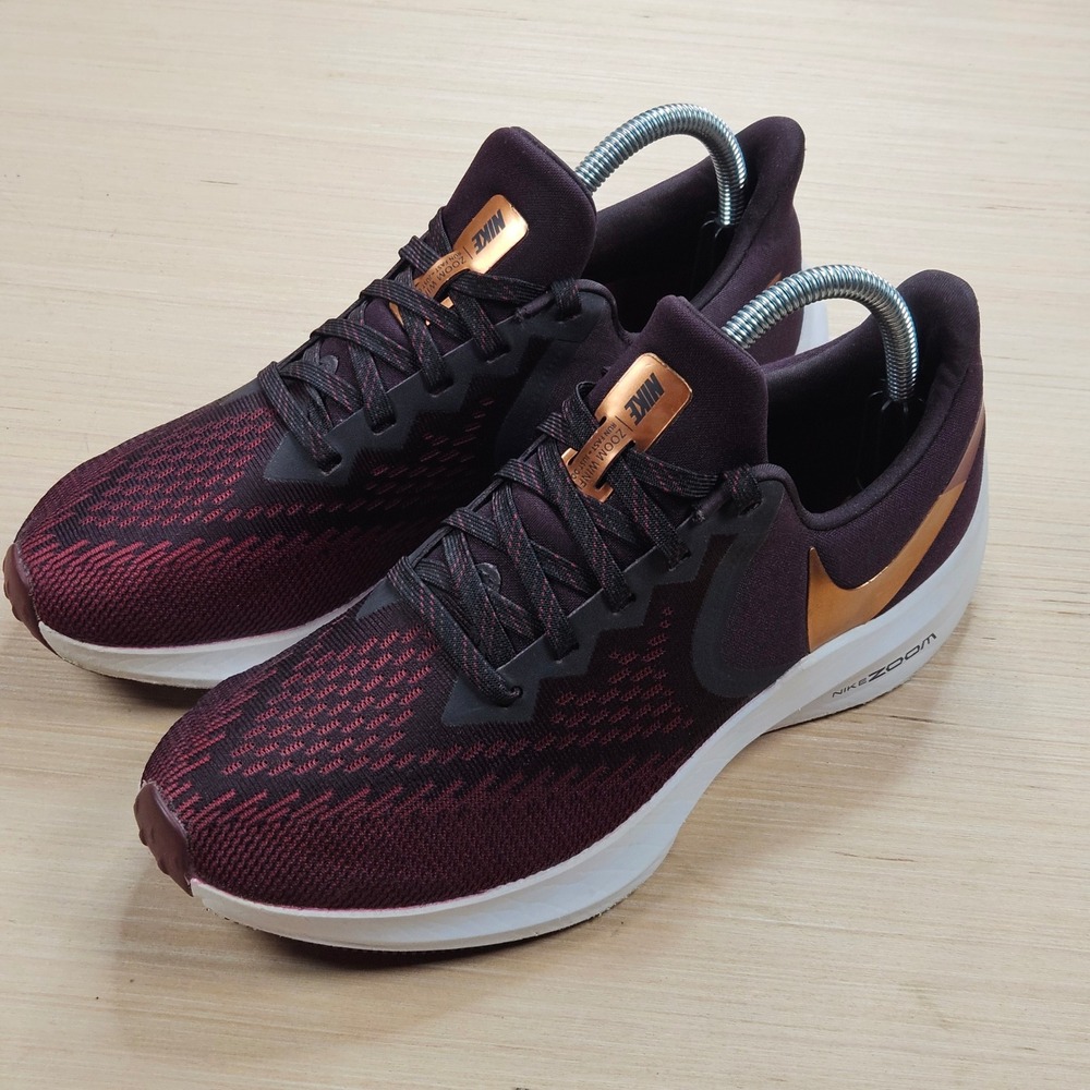 Nike Zoom Winflo 6 Running Shoes Womens 9 Burgundy AQ8228-601 Rose Gold Sneaker